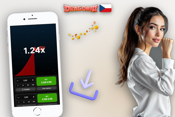 Herní rozhraní Aviator v Dragonia Casino s tlačítkem Cash Out a stoupající křivkou grafu