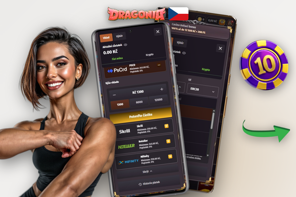 Minimální vklad 500 Kč aktivuje 100% uvítací bonus v Dragonia Casino