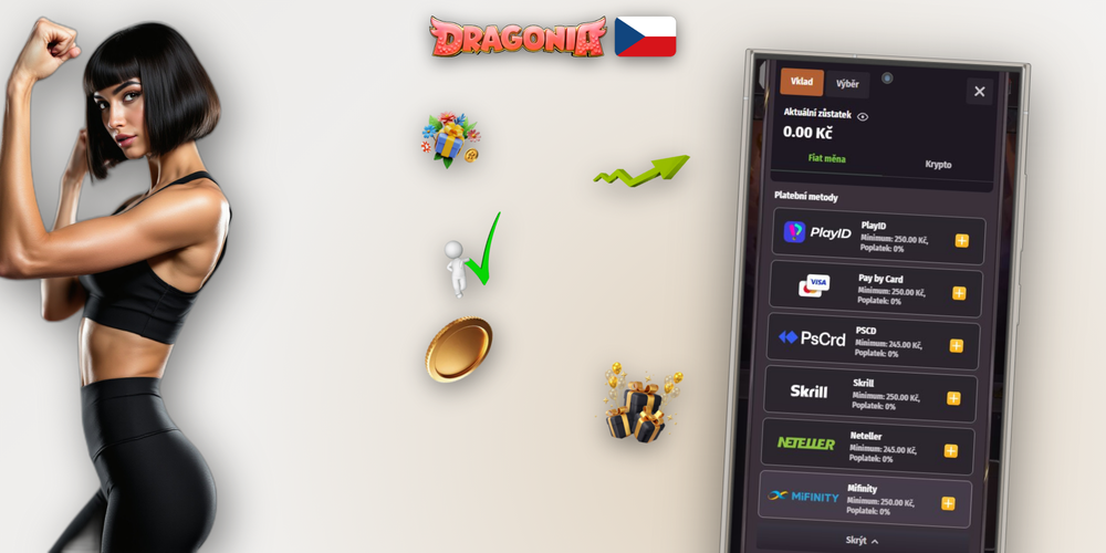Přehled všech platebních metod vkladu v Dragonia Casino – karty, e-peněženky i krypto