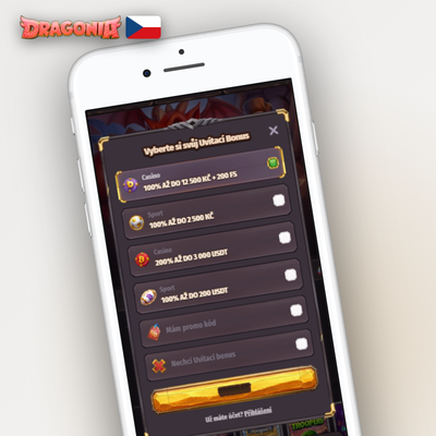 Vytvoření účtu v Dragonia Casino e-mailem — ikona obálky s polem pro zadání adresy